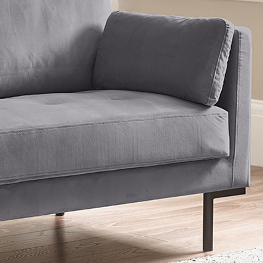 Furniturebox Eva 3 Seater Grey Velvet Sofa Image 3