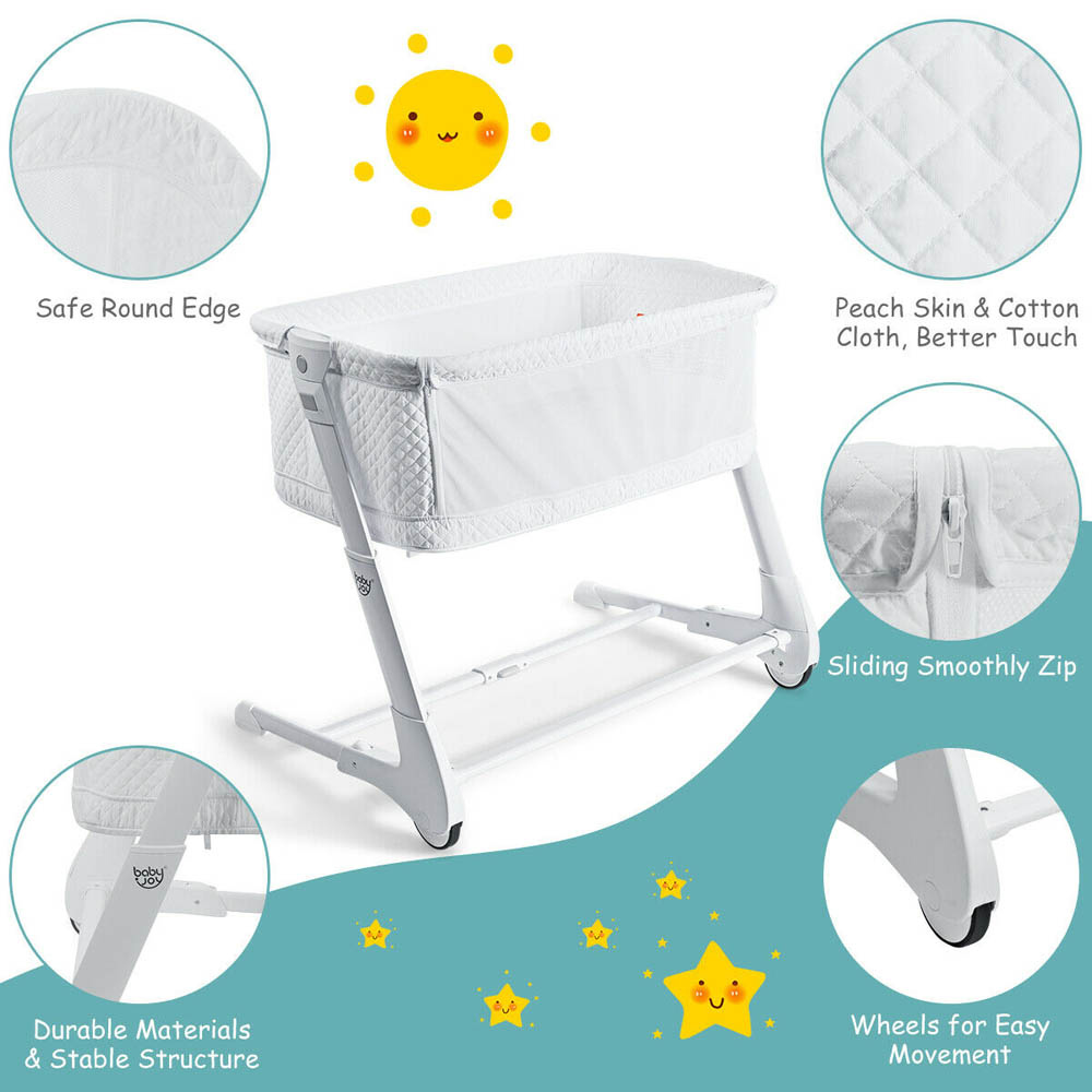 Costway Baby Bedside Cot with Mattress Image 9