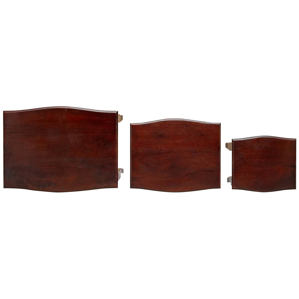 vidaXL Brown Solid Mahogany Wood Nest of Tables Set of 3 Image 7