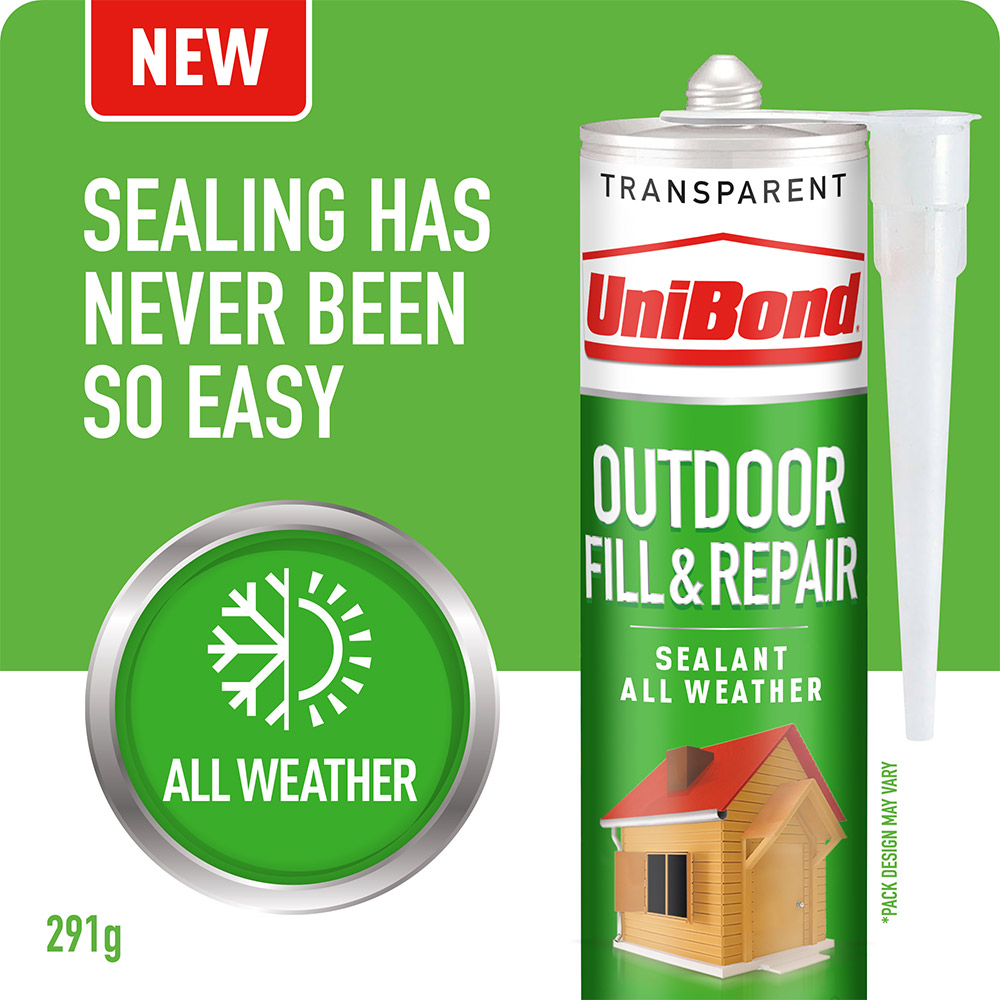 UniBond Outdoor Fill and Repair Sealant Transparent Cartridge 291g Image 2