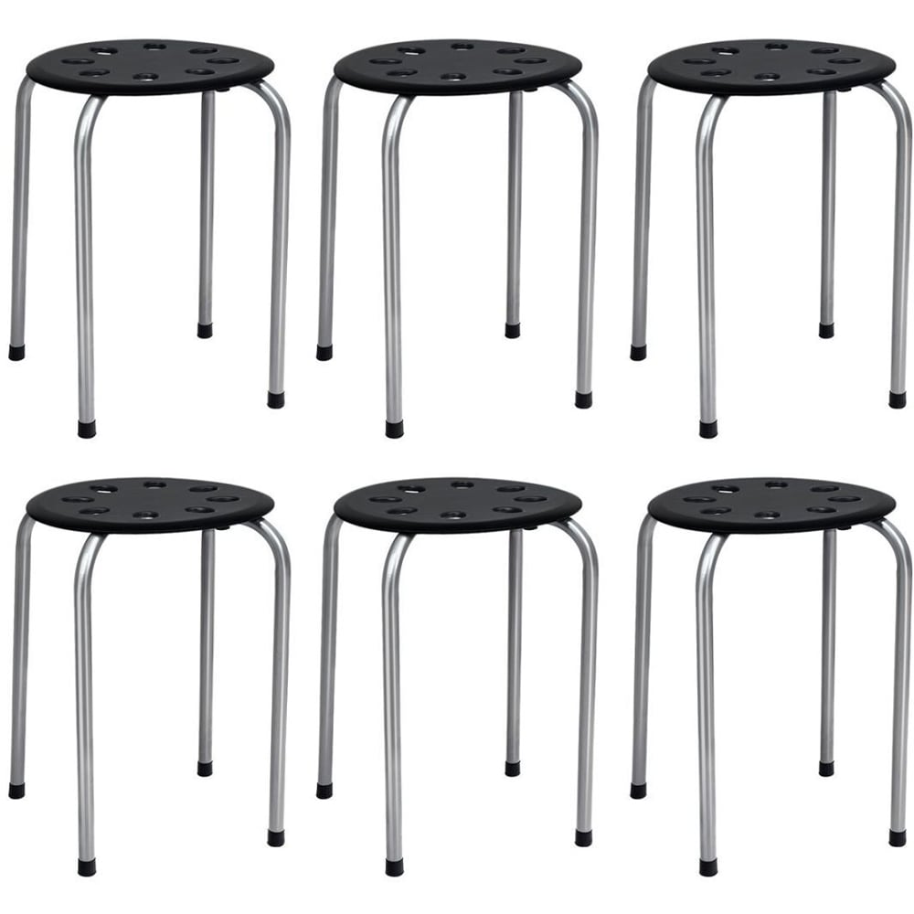 Costway Set of 6 Grey Stackable Dining Chairs Image 3