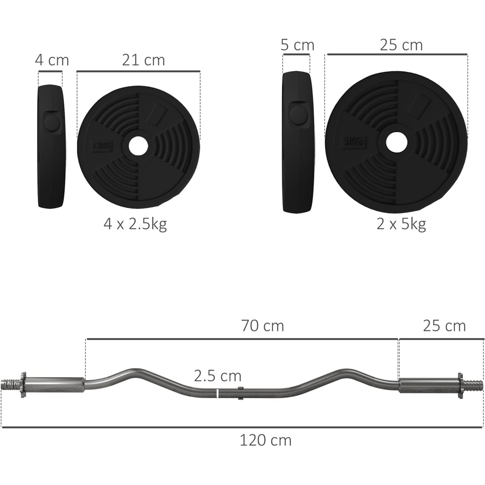 SPORTNOW Adjustable Barbell Set 25kg Image 8