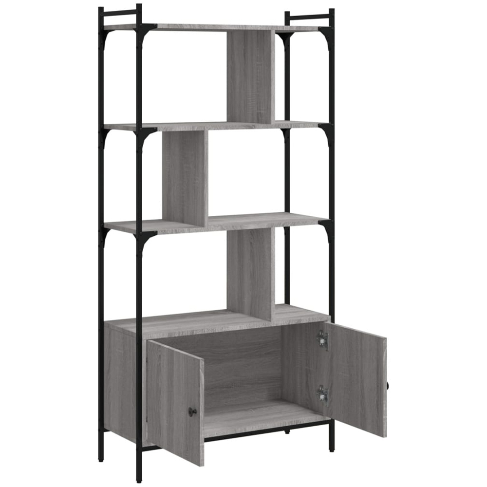 vidaXL 2 Door 6 Shelf Grey Sonoma Bookcase Image 4