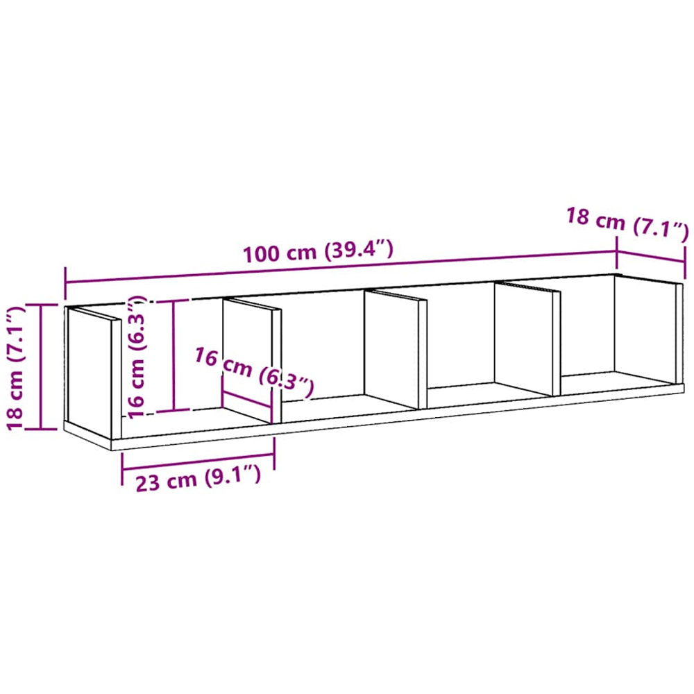 vidaXL 4 Shelf Artisan Oak Wall Shelf Image 8