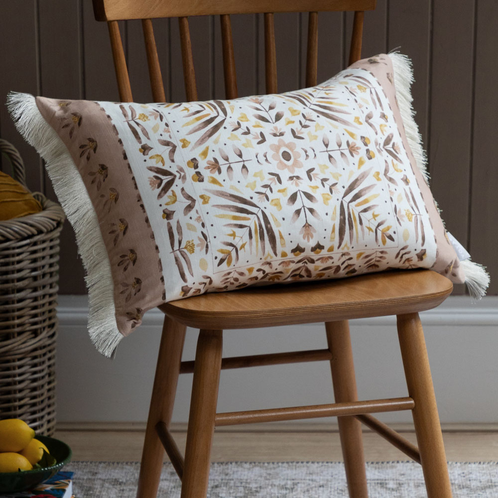 Voyage Maison Kari Stone Printed Rusche Trim Feather Rich Cushion 40 x 60cm Image 2