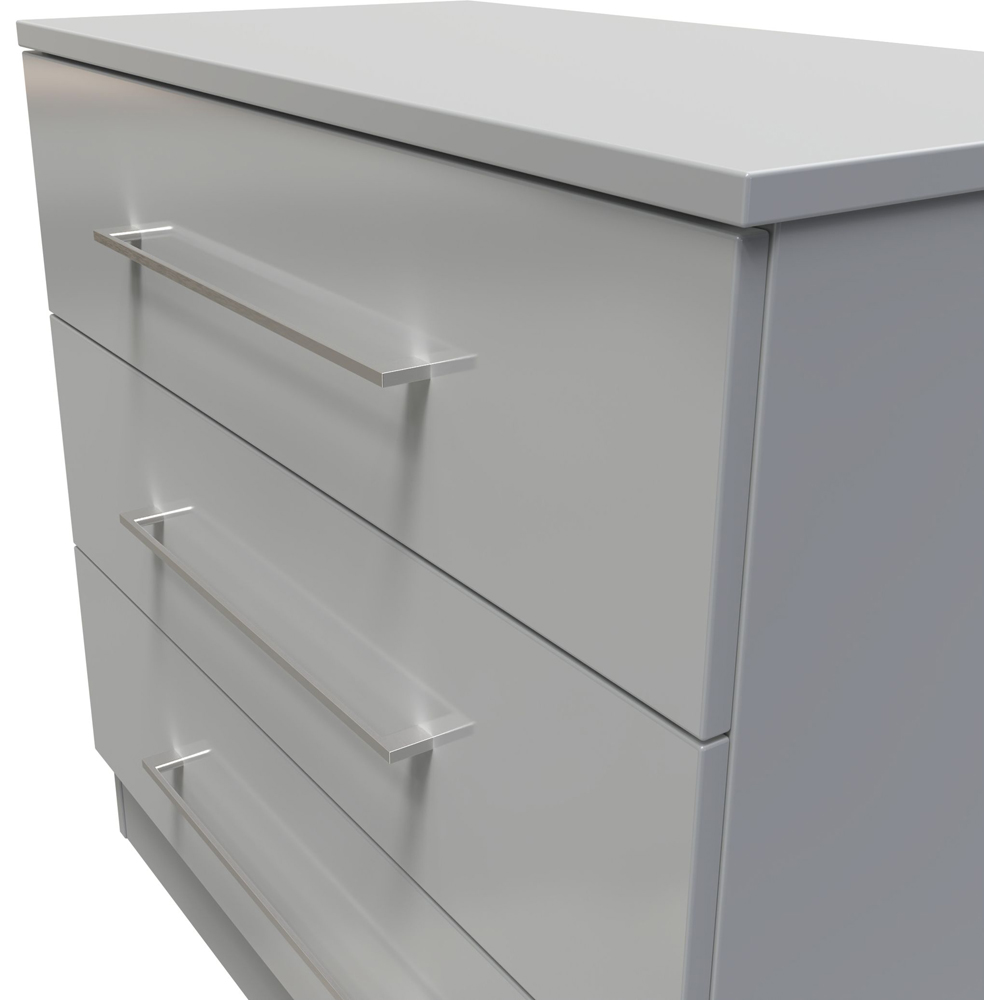 Crowndale Worcester 3 Drawer Uniform Gloss and Dusk Grey Wide Chest of Drawers Ready Assembled Image 5
