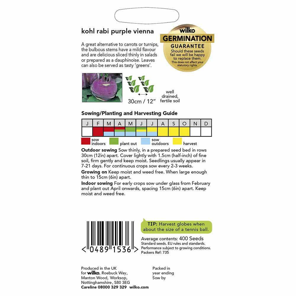 Wilko Kohlrabi Purple Vienna Seeds Image 3