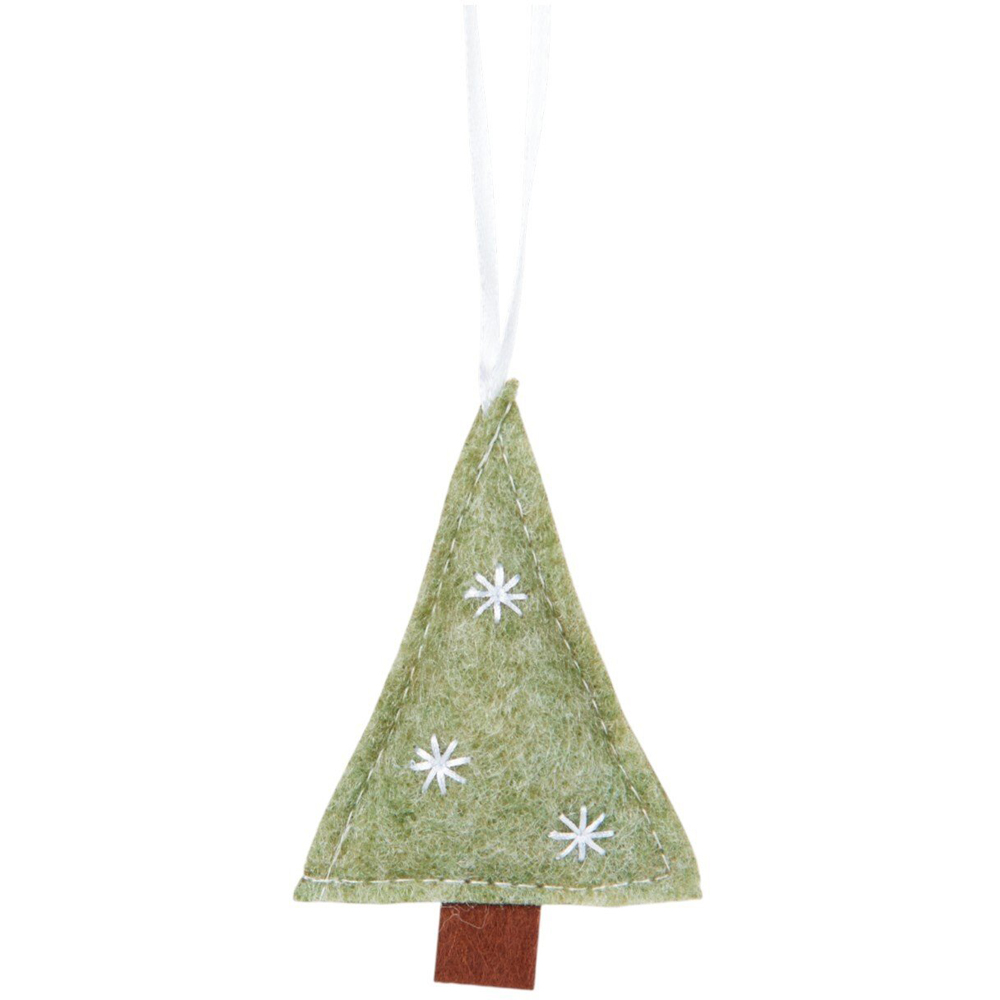 Set of 9 Hanging Felt Tree Decorations Green Image 4