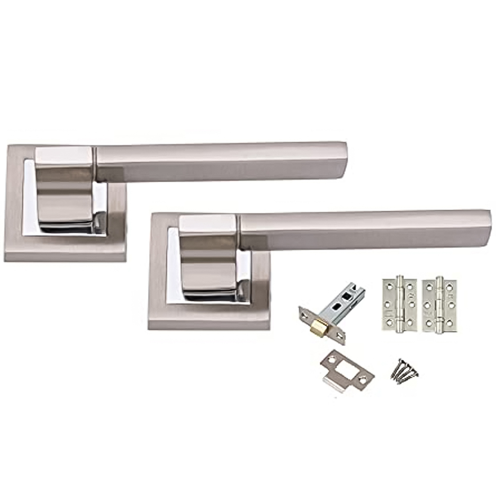 Golden Grace Duo Finish Aztec Door Handle Set Image 1