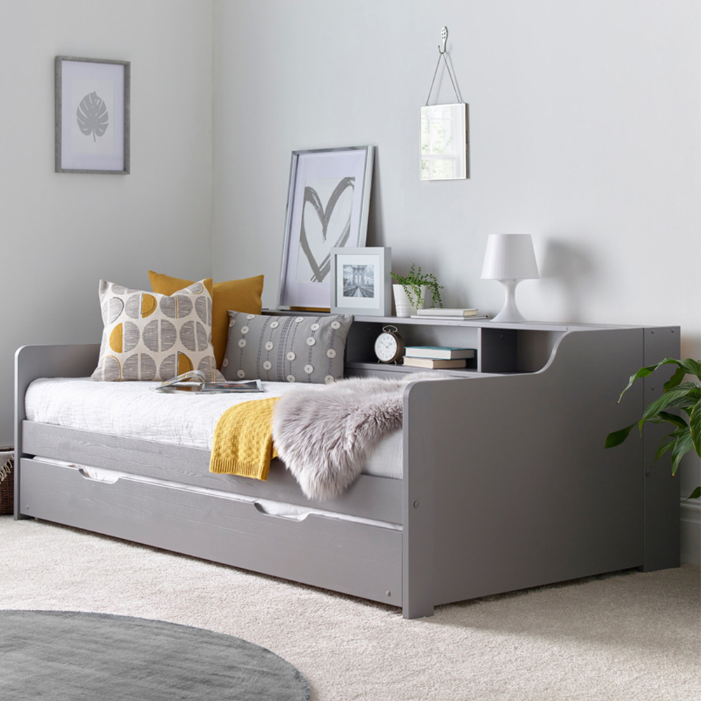 Tyler Single Grey Guest Bed and Trundle Image 1