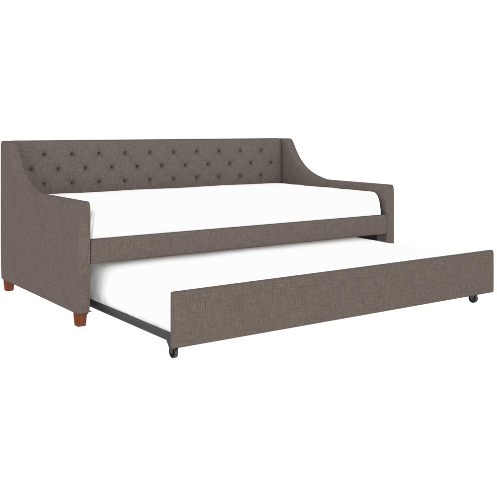 Novogratz Her Majesty Single Linen Brown Daybed with Trundle Image 3