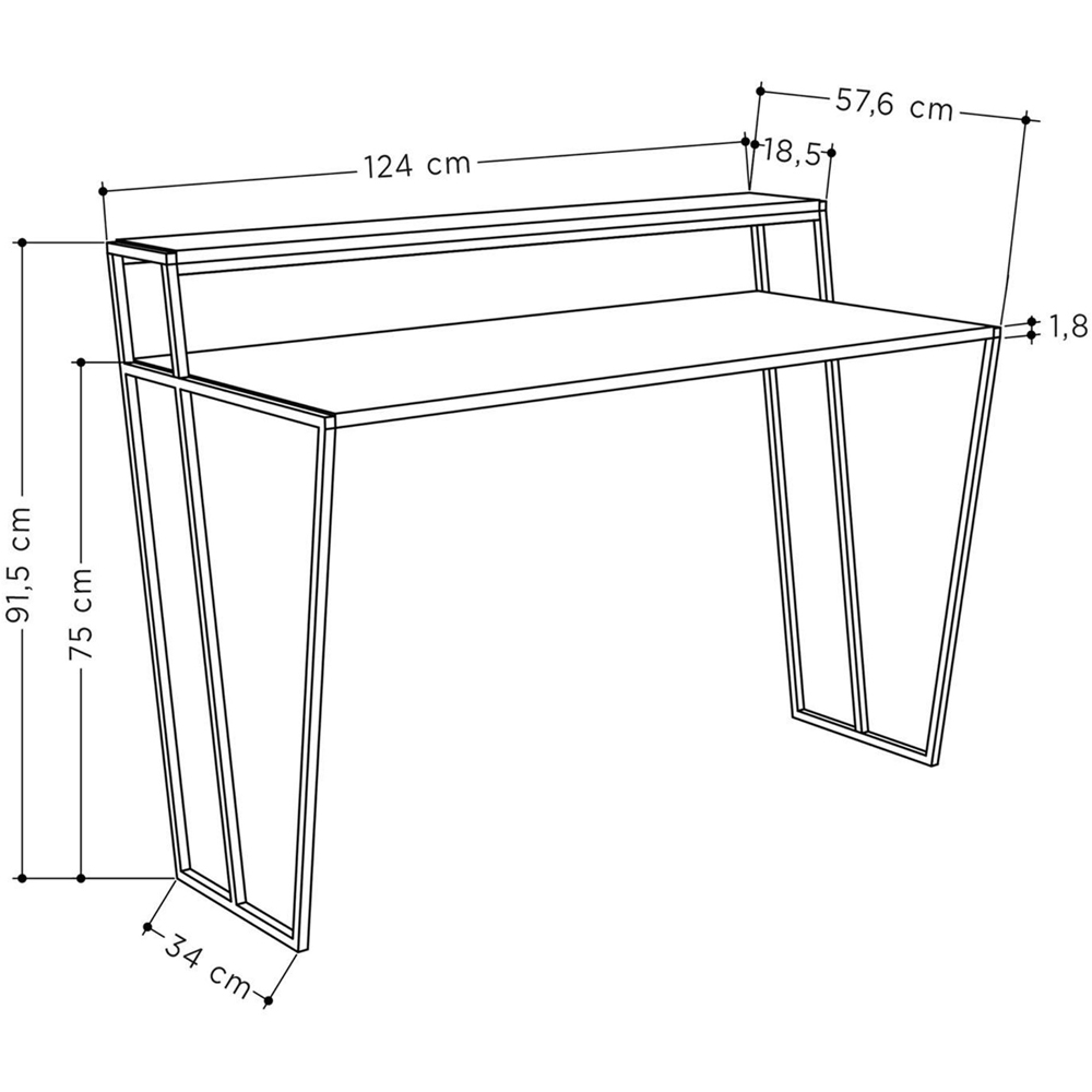 FWStyle Pal 2 Tier Mocha Grey Study Desk Image 5