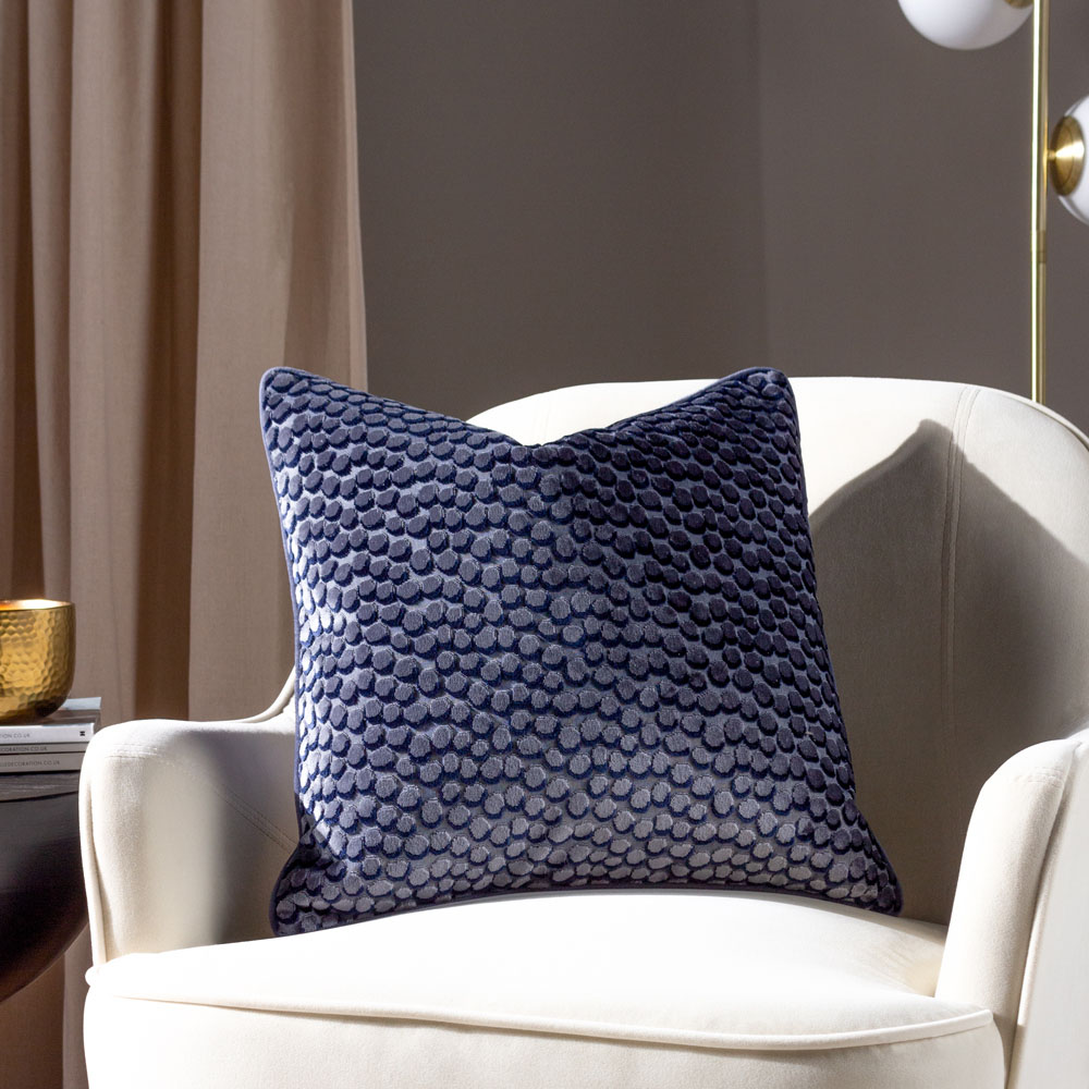 Hoem Lanzo Dusk Cut Velvet Piped Cushion Image 2