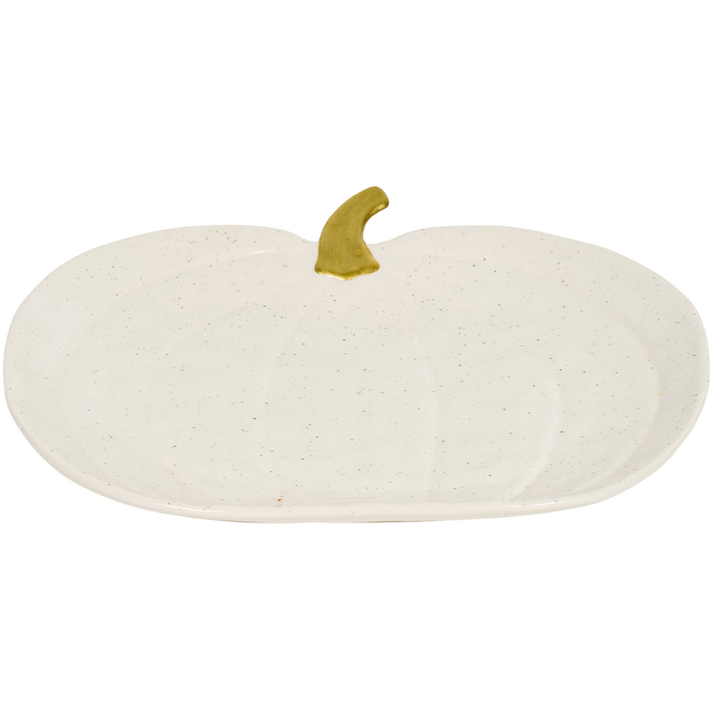 Pumpkin Gold Edge Serving Plate White Image 5