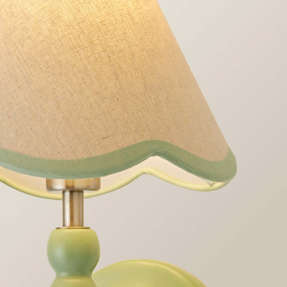 ValueLights Trim Scallop Shade Green Bobbin LED Wall Light with Bulb Image 5