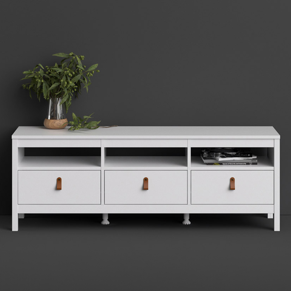Florence Barcelona 3 Drawer 3 Shelf White TV Unit Image 1