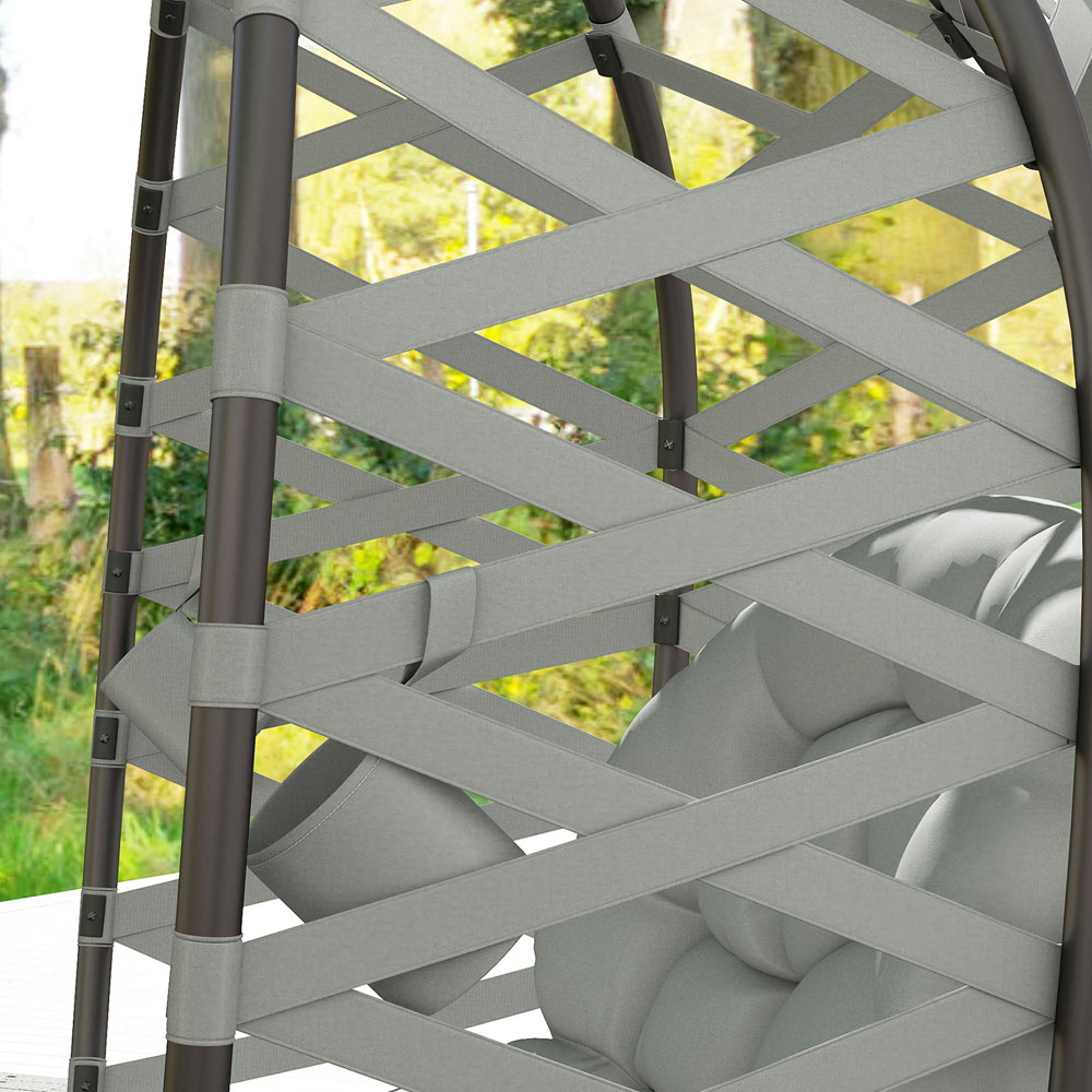 Outsunny 2 Seater Light Grey Outdoor Egg Chair with Cushion Image 3