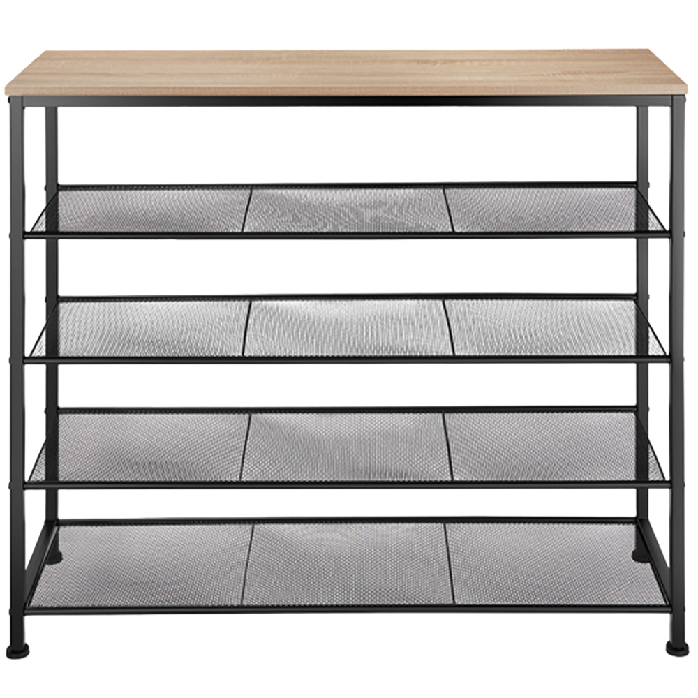 tectake Sheffield 4 Grid Shelf Oak Sonoma Shoe Rack Image 1