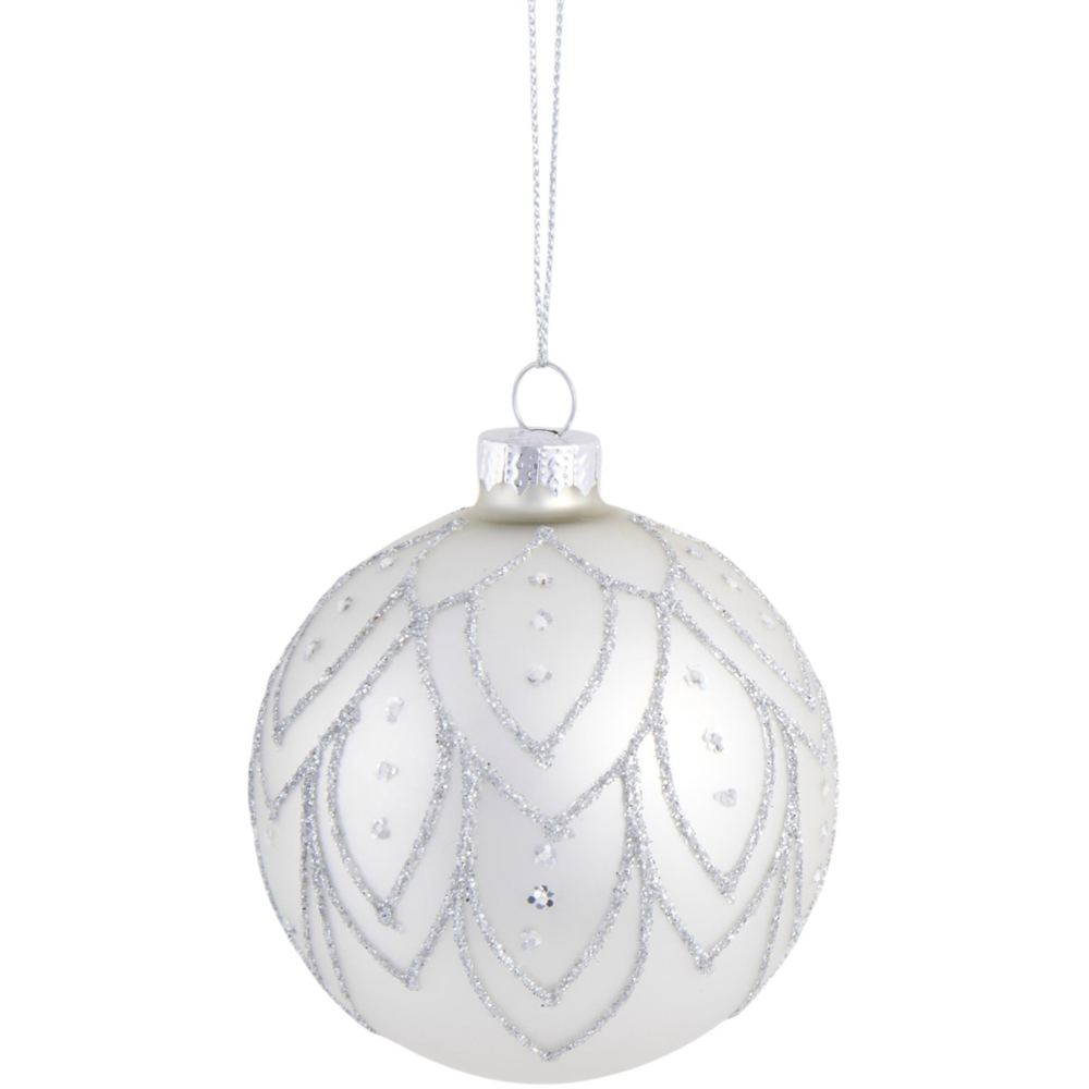 Matte Silver Glitter Bauble Image 3
