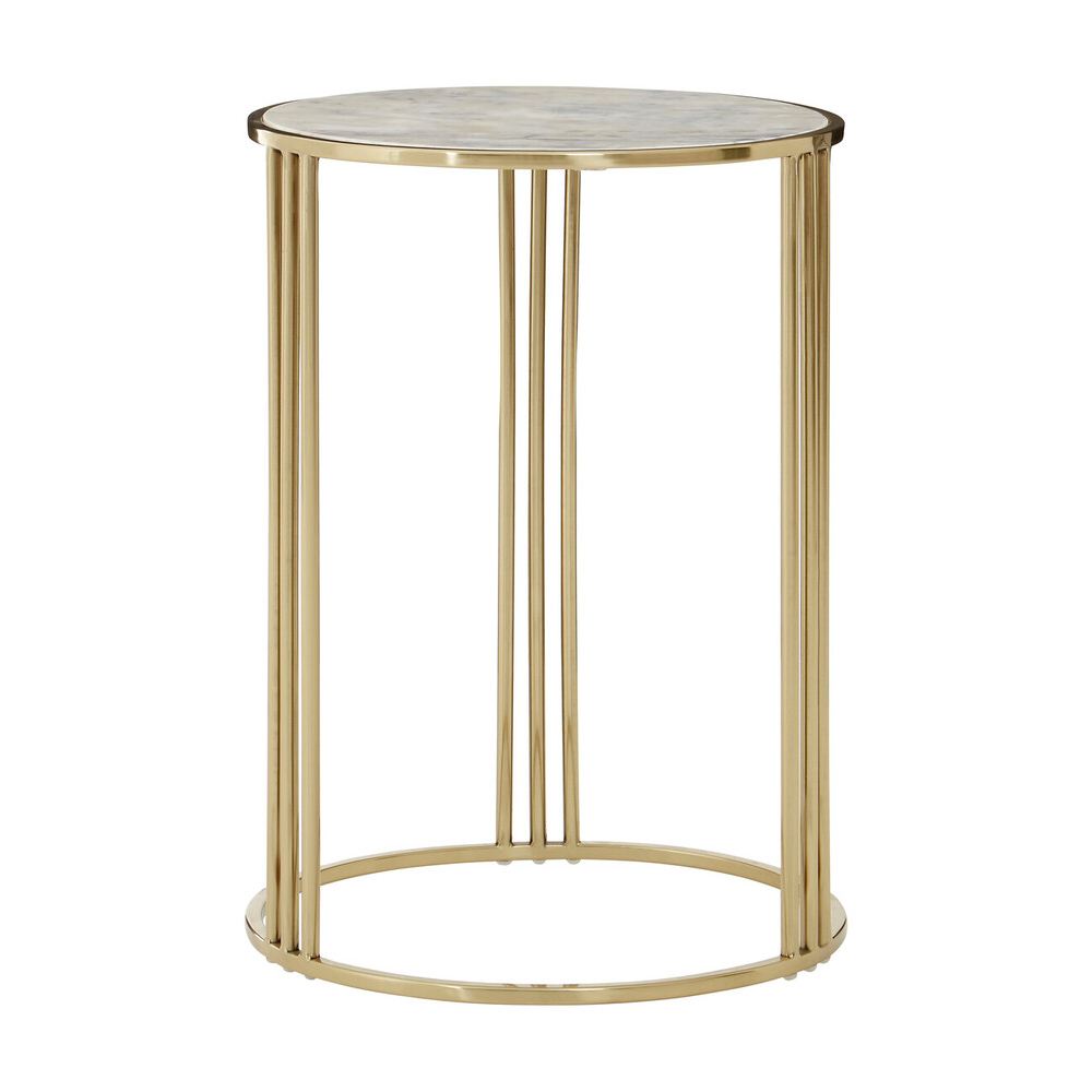 Premier Housewares White Marble Round Side Table Image 2
