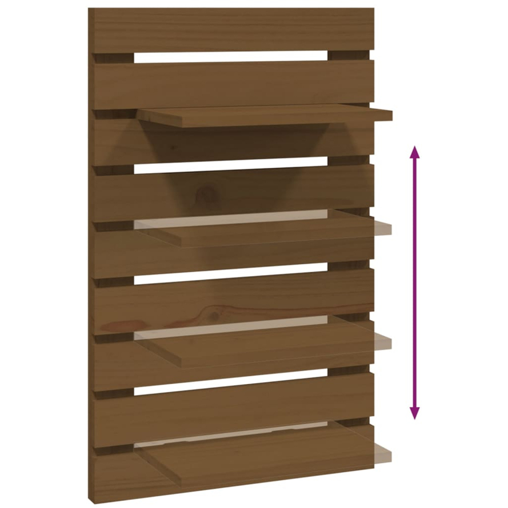 vidaXL Honey Brown Adjustable Wall Mounted Bedside Shelf Set of 2 Image 8