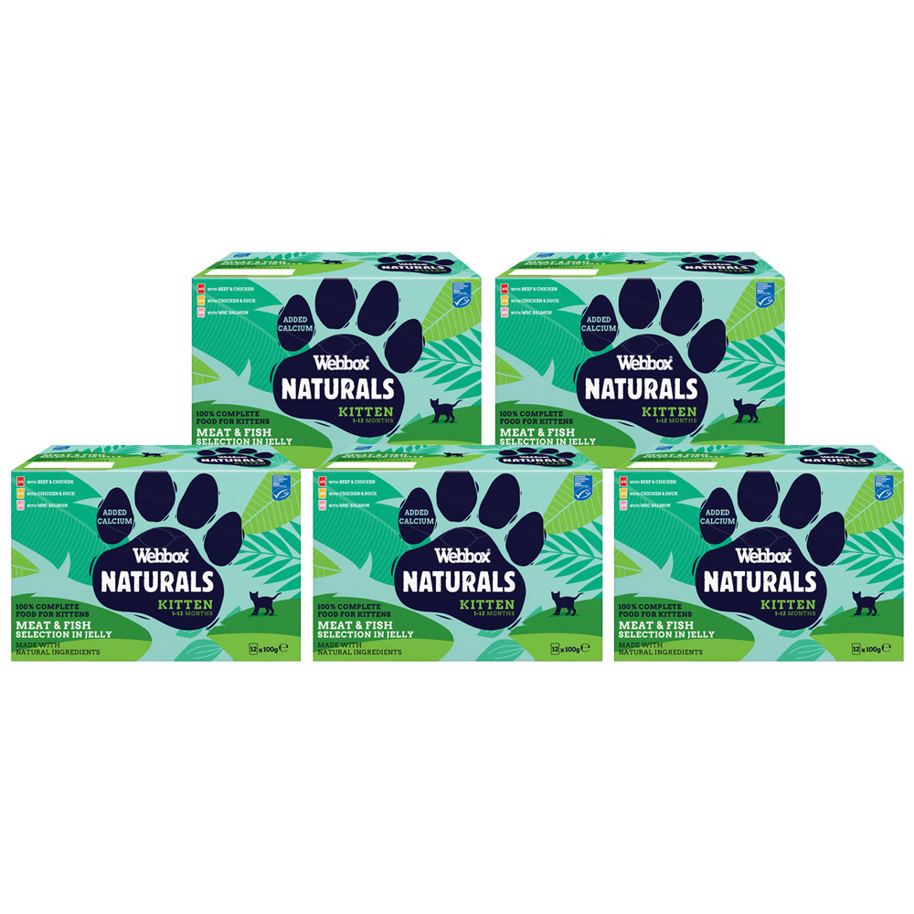 Webbox Naturals Meat and Fish Selection in Jelly for Kittens 1 12 Months 100g Case of 5 x 12 Pack Image 1