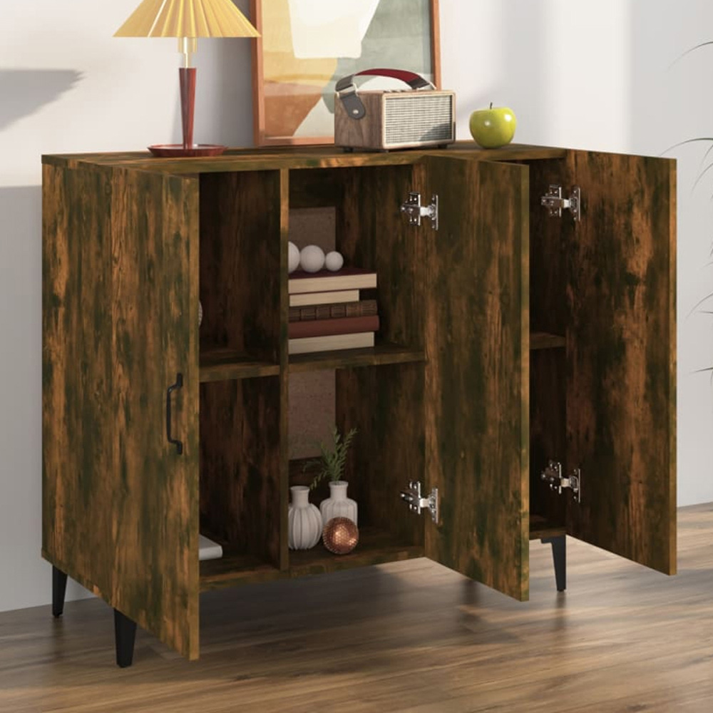 vidaXL 3 Door Smoked Oak Sideboard Image 1