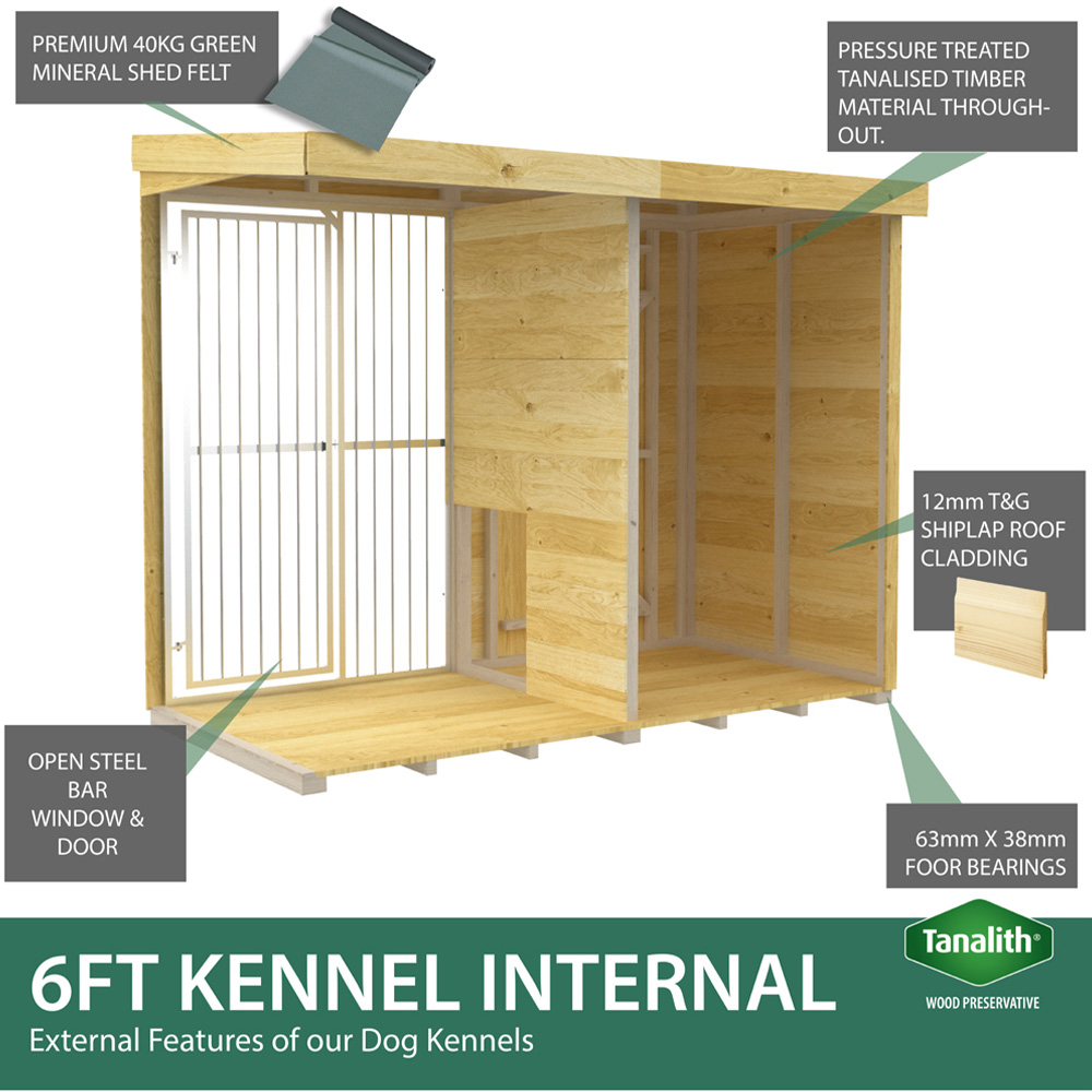 DIY Sheds 12 x 4ft Pressure Treated Tongue and Groove Timber Full Height Dog Kennel and Run Image 5