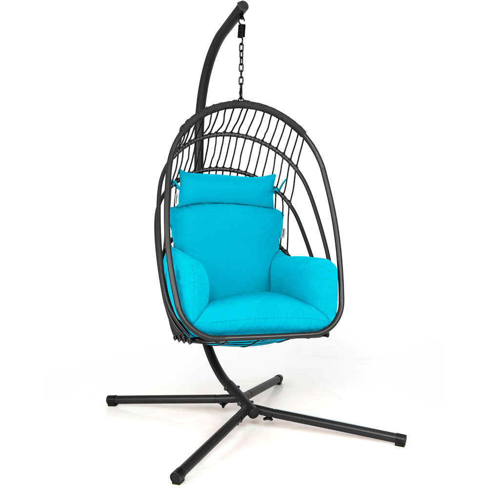 Costway Turquoise Swing Foldable Egg Chair Image 2