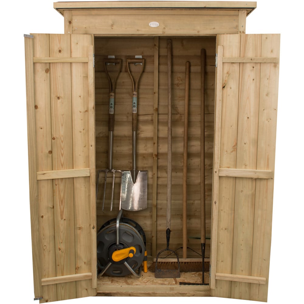 Forest Garden 1.4 x 3.1ft Pressure Treated Tall Pent Garden Storage Image 4