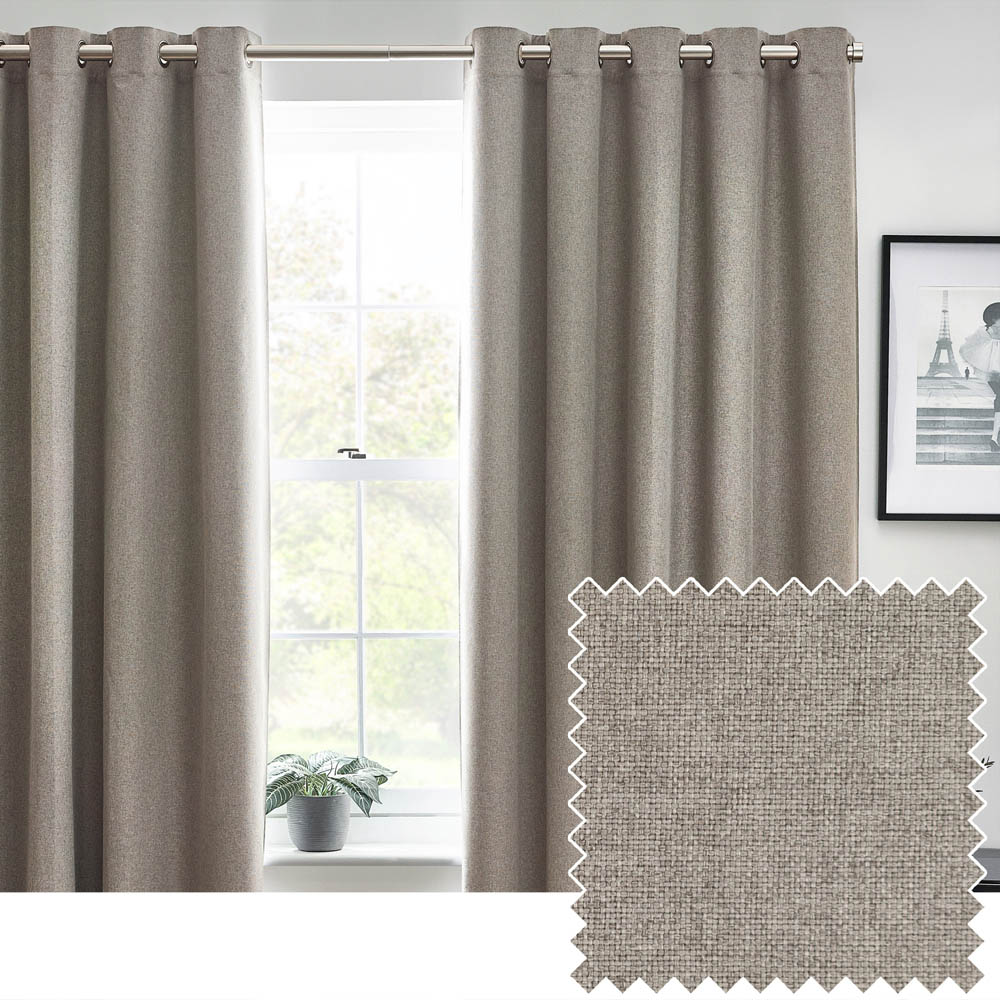 furn. Dawn Grey Thermal Blackout Eyelet Curtain 168 x 137cm Image 2