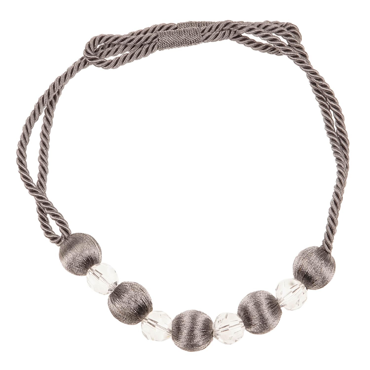 Bead Covered Yarn Tieband - Silver Image