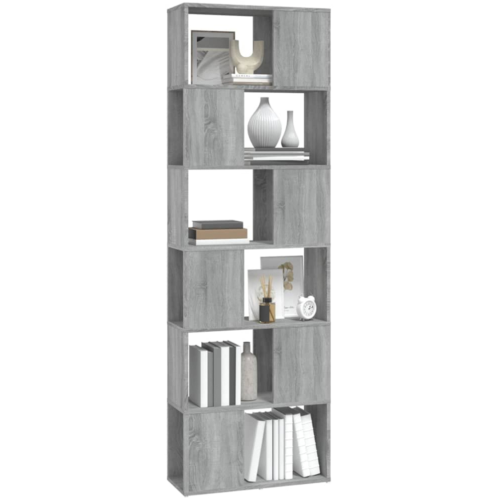 vidaXL 6 Shelf Grey Sonoma Bookcase Image 4