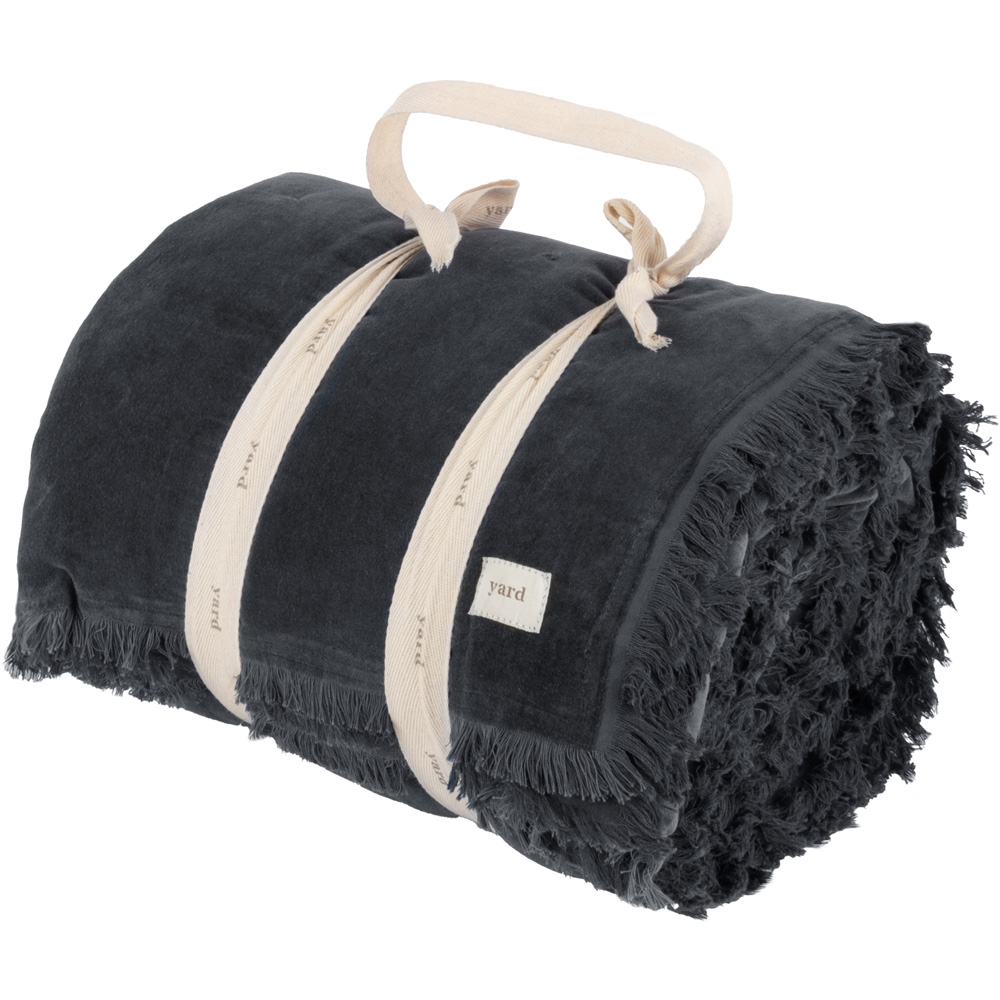 Yard Jaye Slate Cotton Velvet Filled Bedspread 140 x 220cm Image 5