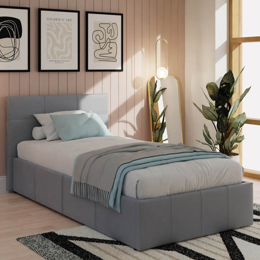 GFW Single Grey End Lift Ottoman Bed Image 1