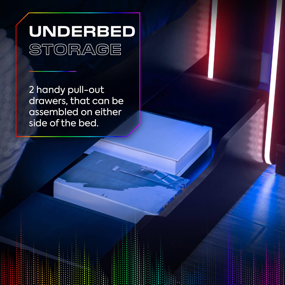 X Rocker Electra Single Black RGB LED Gaming Bed with Storage and Neo Motion Sync App Control Image 5