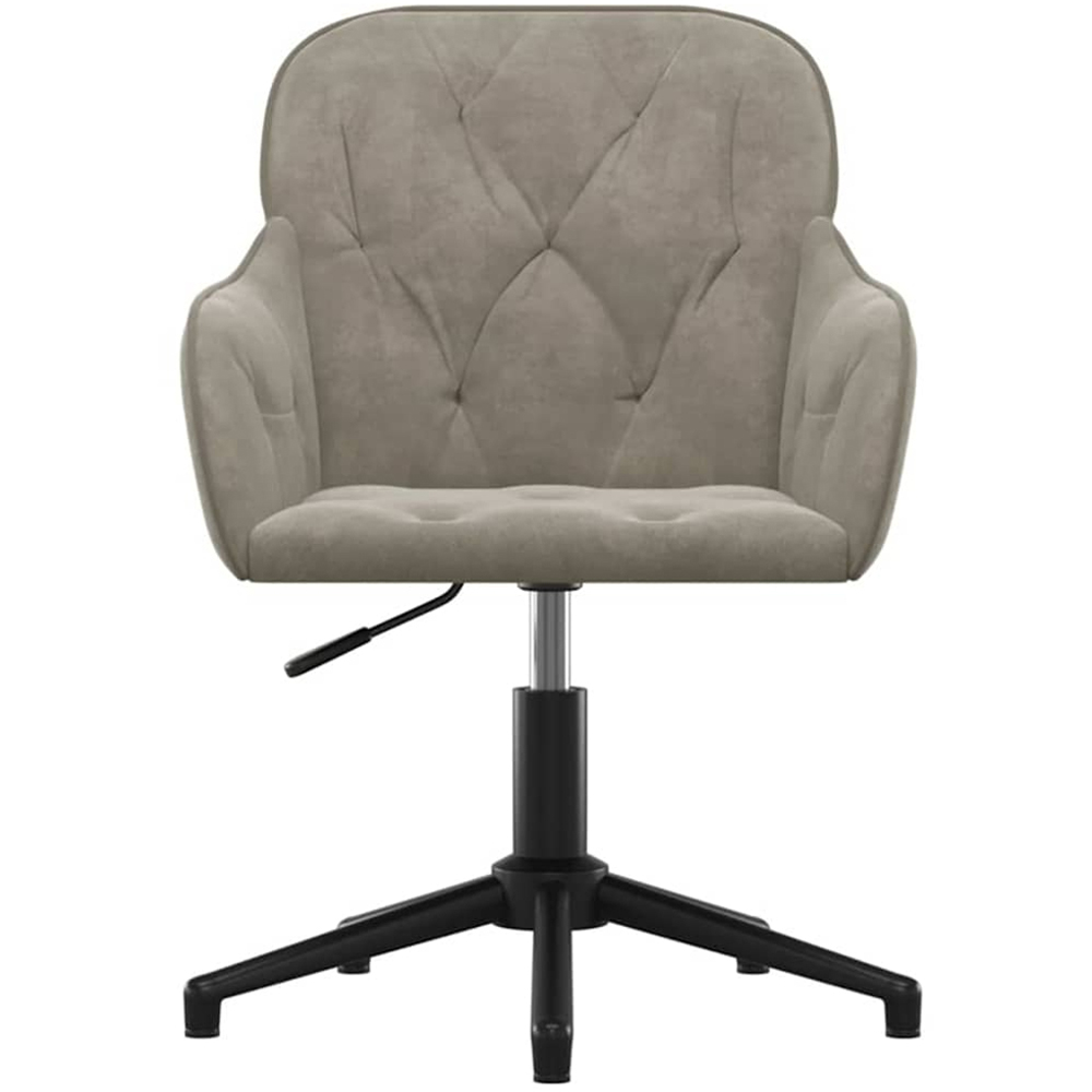 vidaXL Light Grey Velvet Height-Adjustable Swivel Office Chair Image 3