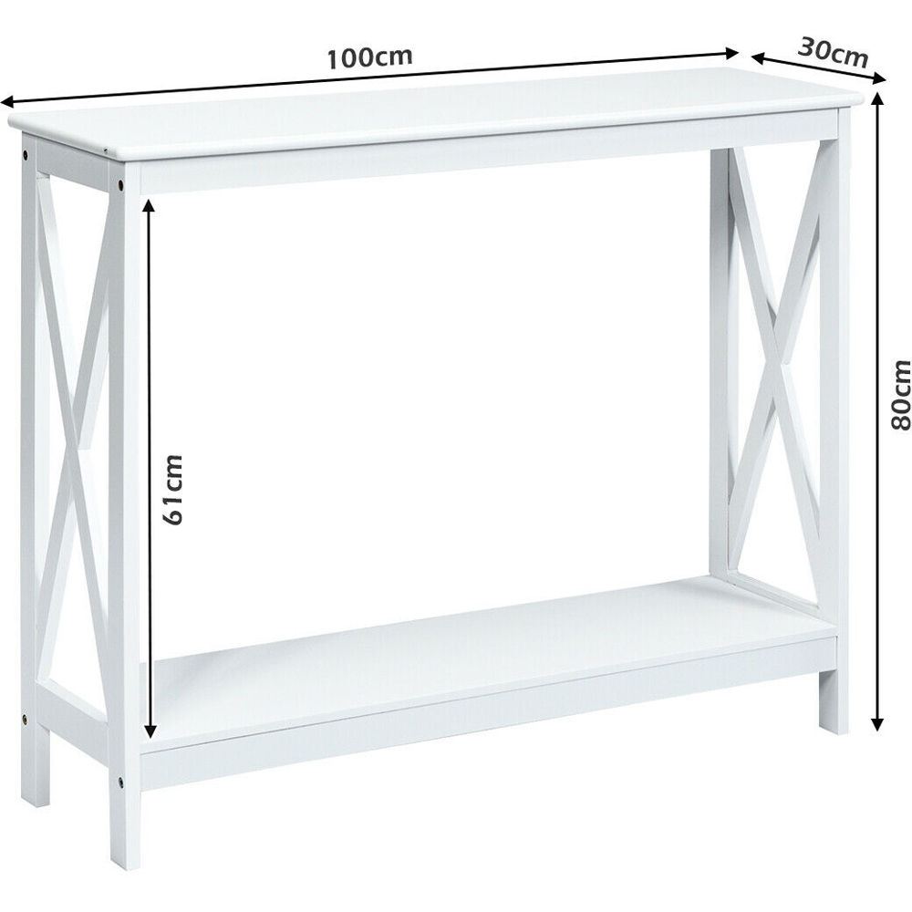 Costway Single Shelf White Wooden Console Table Image 7