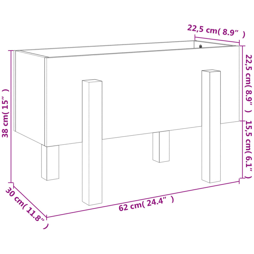 vidaXL White Pine Wood Garden Planter 38 x 30 x 62cm Image 8