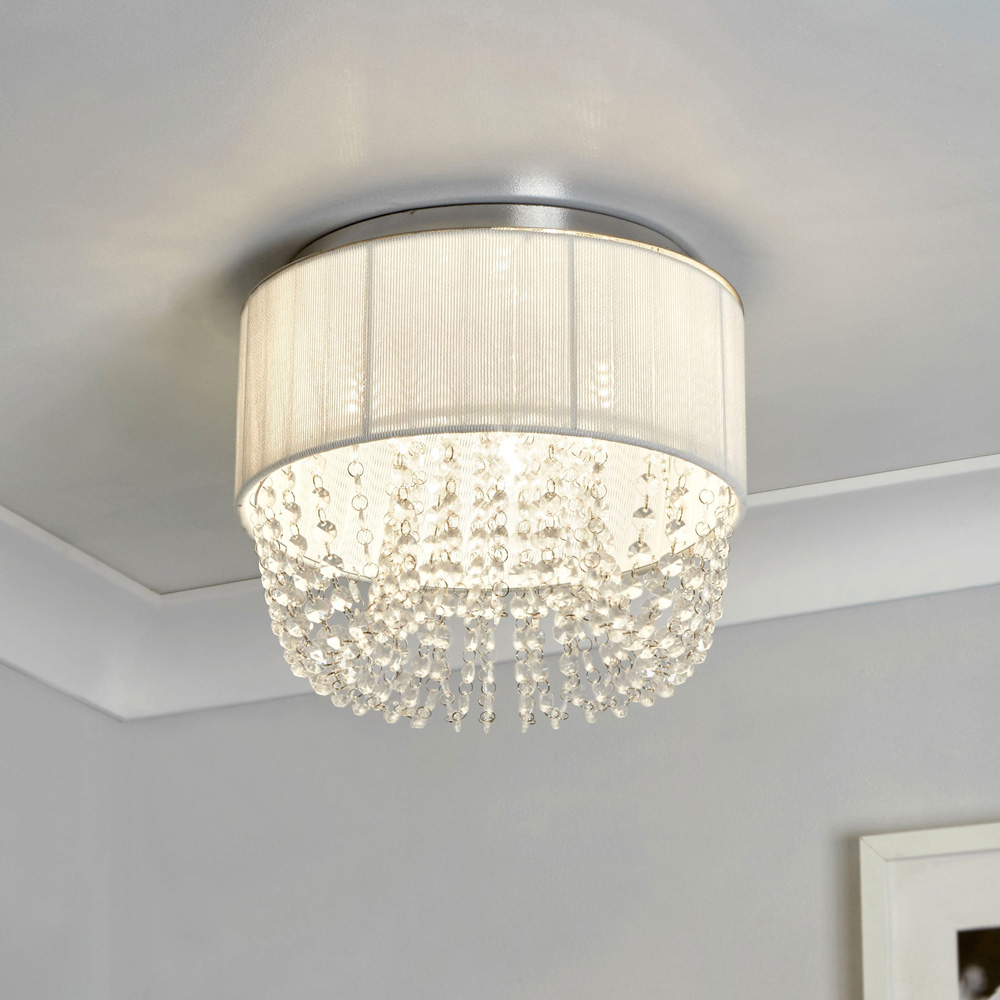 Lighting Collection Contessa White Ceiling Flush Light Image 2