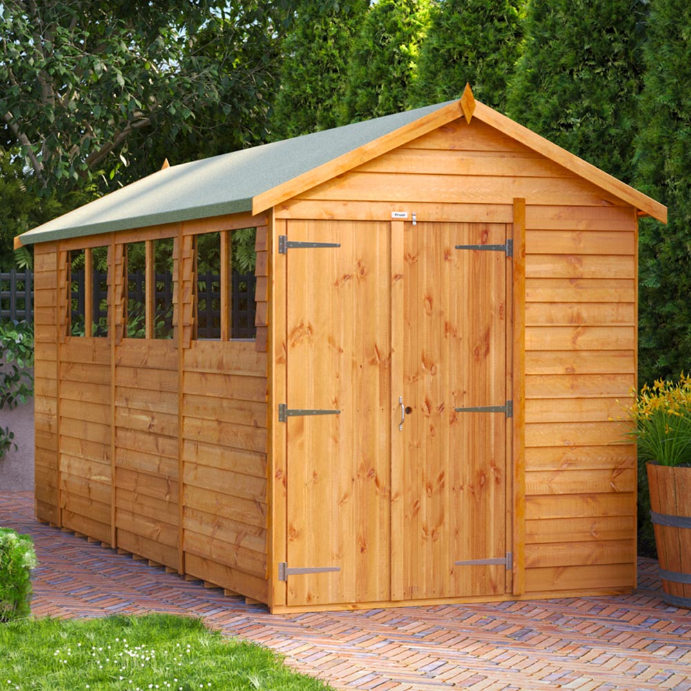 Power Sheds 14 x 6ft Double Door Overlap Apex Wooden Shed Image 2