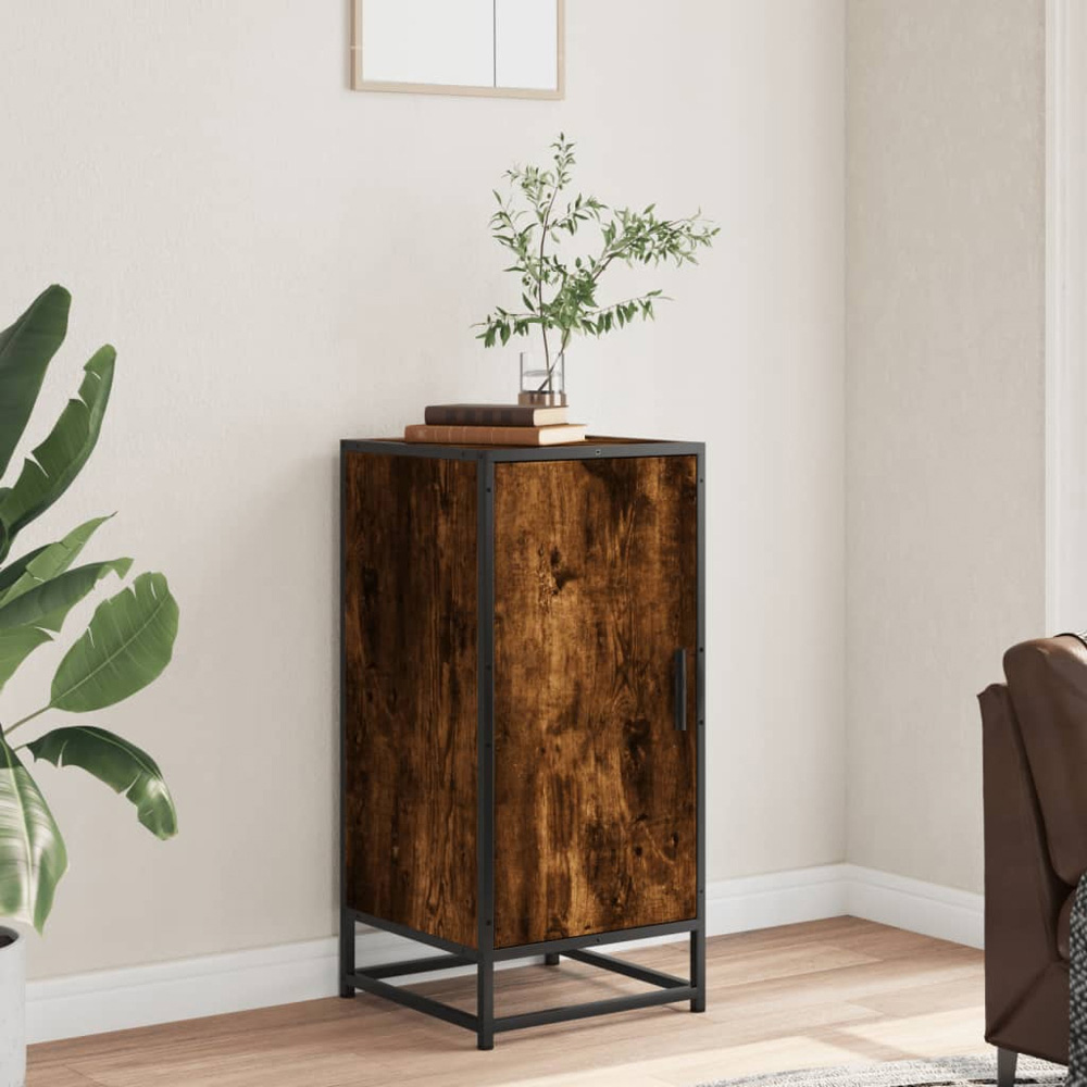 vidaXL Single Door Smoked Oak Compact Sideboard Image 3