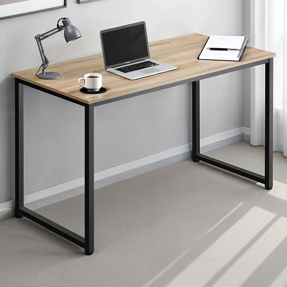 Tectake Flint Wood Light Study Desk Oak Sonoma 140cm Image 1