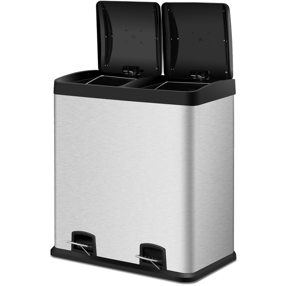 Costway Stainless Steel Double Bucket Pedal Bin 60L Image 3