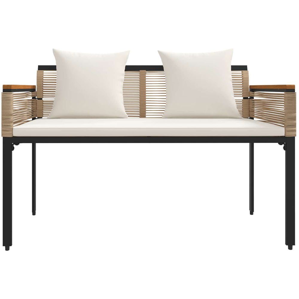 vidaXL Beige and Cream White Poly Rattan Garden Bench with Cushion 117 x 54 x 74.5cm Image 4