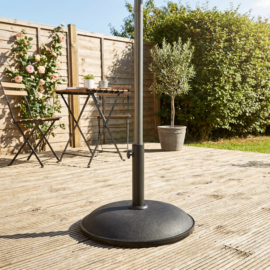 Black Concrete Parasol Base with Adjustable Screw 20kg Image 5
