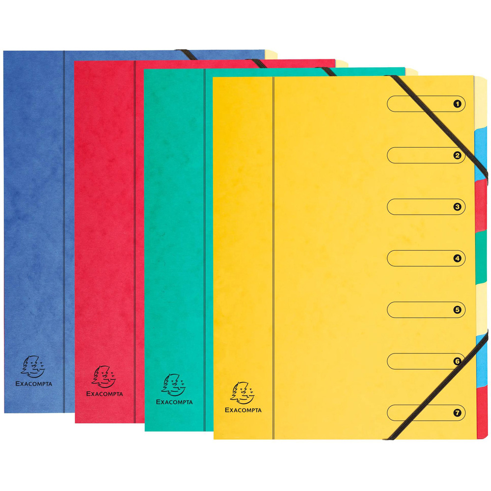 Exacompta Harmonika 7 Section Assorted Colours A4 Multi Part File 8 Pack Image 1