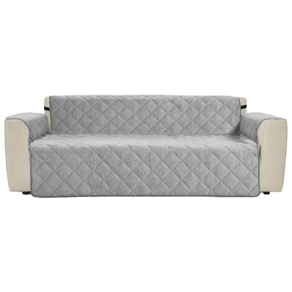Homerepublic 3 Seater Silver Soft Teddy Fabric Water-Repellent Sofa Protector Image 1