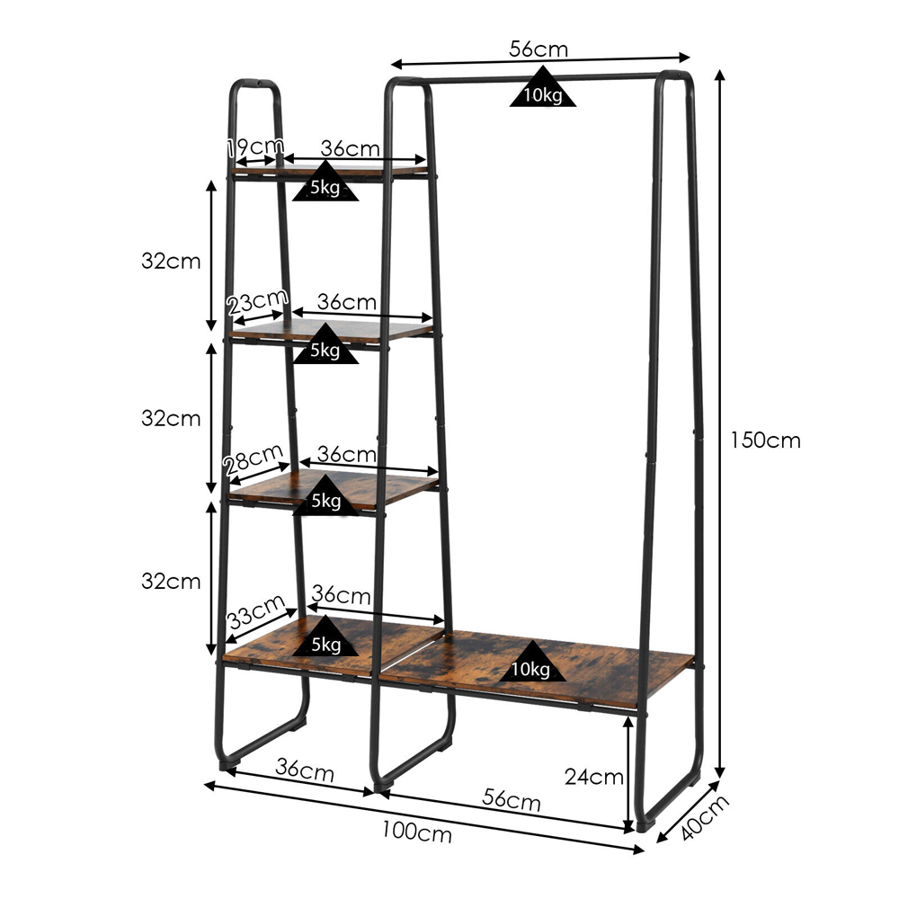 Costway 4 Shelf Black Freestanding Clothing Rack Image 8