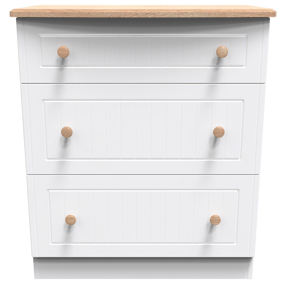 Crowndale Warwick 3 Drawer White Ash and Oak Deep Chest of Drawers Image 2